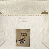 【6cb2358】エルメス ハンドバッグ バーキン30 ヴォーエプソン ホワイト シルバー金具 T刻印【中古】レディース