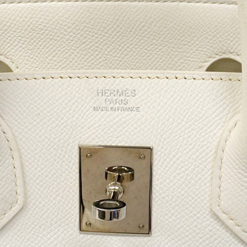 【6cb2358】エルメス ハンドバッグ バーキン30 ヴォーエプソン ホワイト シルバー金具 T刻印【中古】レディース