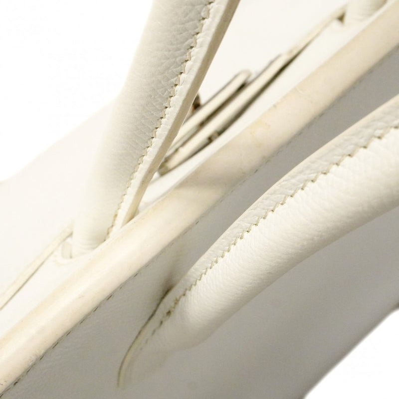 【6cb2358】エルメス ハンドバッグ バーキン30 ヴォーエプソン ホワイト シルバー金具 T刻印【中古】レディース