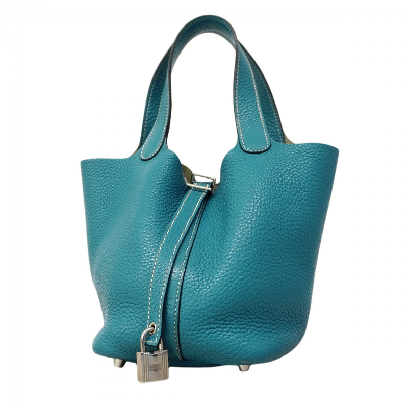 【6cb2360】エルメス ハンドバッグ ピコタンロックPM トリヨンクレマンス ブルージーン シルバー金具 □P刻印【中古】レディース