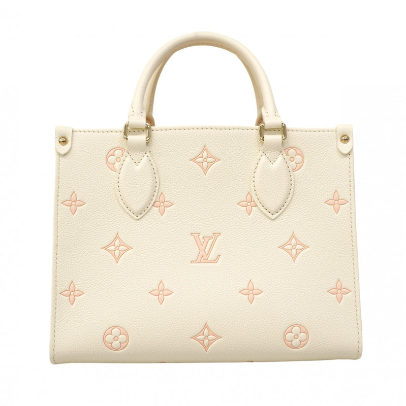 【6cb2372】ルイヴィトン ハンドバッグ モノグラム・アンプラント オンザゴーPM M28313 ミルキーホワイト/ピーチ 2wayバッグ【中古】レディース