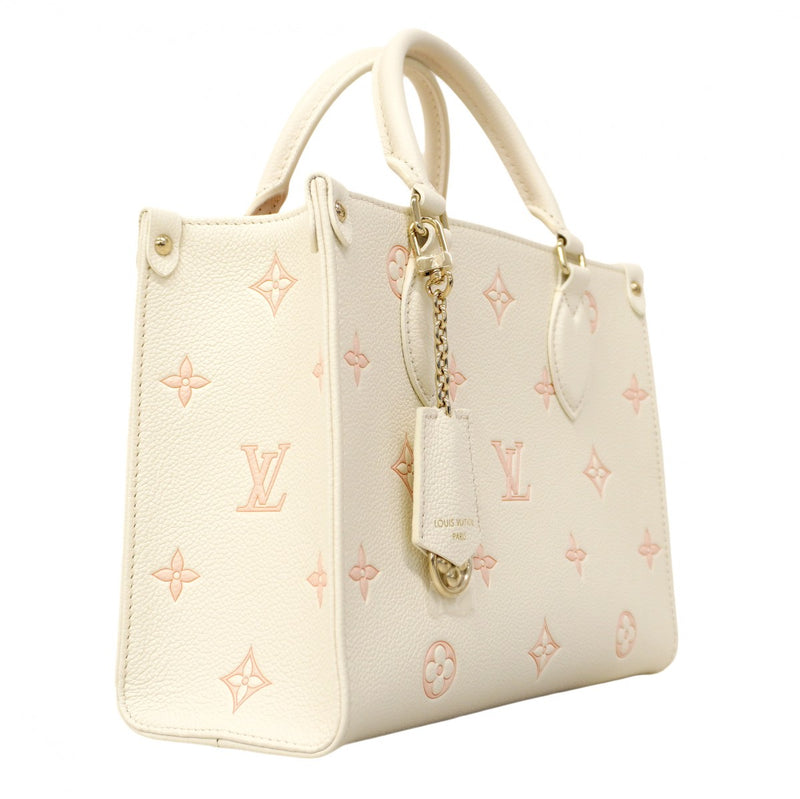 【6cb2372】ルイヴィトン ハンドバッグ モノグラム・アンプラント オンザゴーPM M28313 ミルキーホワイト/ピーチ 2wayバッグ【中古】レディース