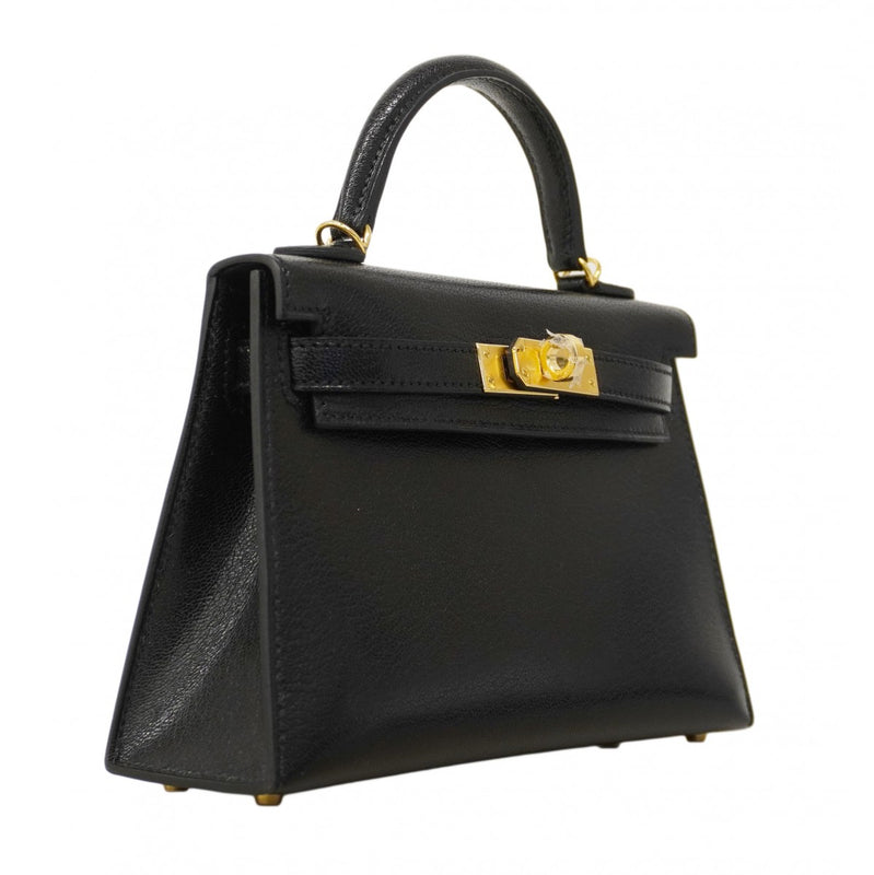 【6cb2381-g】エルメス ハンドバッグ ミニケリー2 シェーブル ブラック ゴールド金具 K刻印 2wayバッグ【中古】レディース