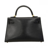 【6cb2381-g】エルメス ハンドバッグ ミニケリー2 シェーブル ブラック ゴールド金具 K刻印 2wayバッグ【中古】レディース