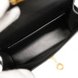 【6cb2381-g】エルメス ハンドバッグ ミニケリー2 シェーブル ブラック ゴールド金具 K刻印 2wayバッグ【中古】レディース