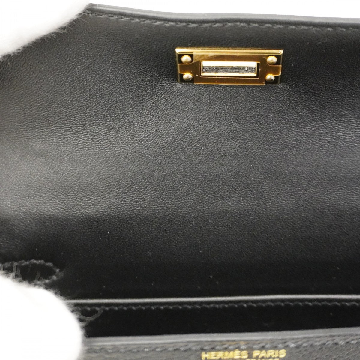 【6cb2381-g】エルメス ハンドバッグ ミニケリー2 シェーブル ブラック ゴールド金具 K刻印 2wayバッグ【中古】レディース