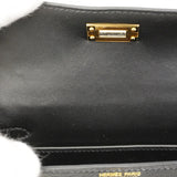 【6cb2381-g】エルメス ハンドバッグ ミニケリー2 シェーブル ブラック ゴールド金具 K刻印 2wayバッグ【中古】レディース