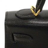 【6cb2381-g】エルメス ハンドバッグ ミニケリー2 シェーブル ブラック ゴールド金具 K刻印 2wayバッグ【中古】レディース