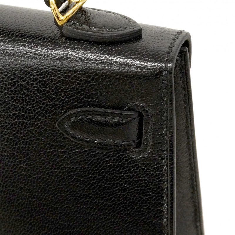 【6cb2381-g】エルメス ハンドバッグ ミニケリー2 シェーブル ブラック ゴールド金具 K刻印 2wayバッグ【中古】レディース