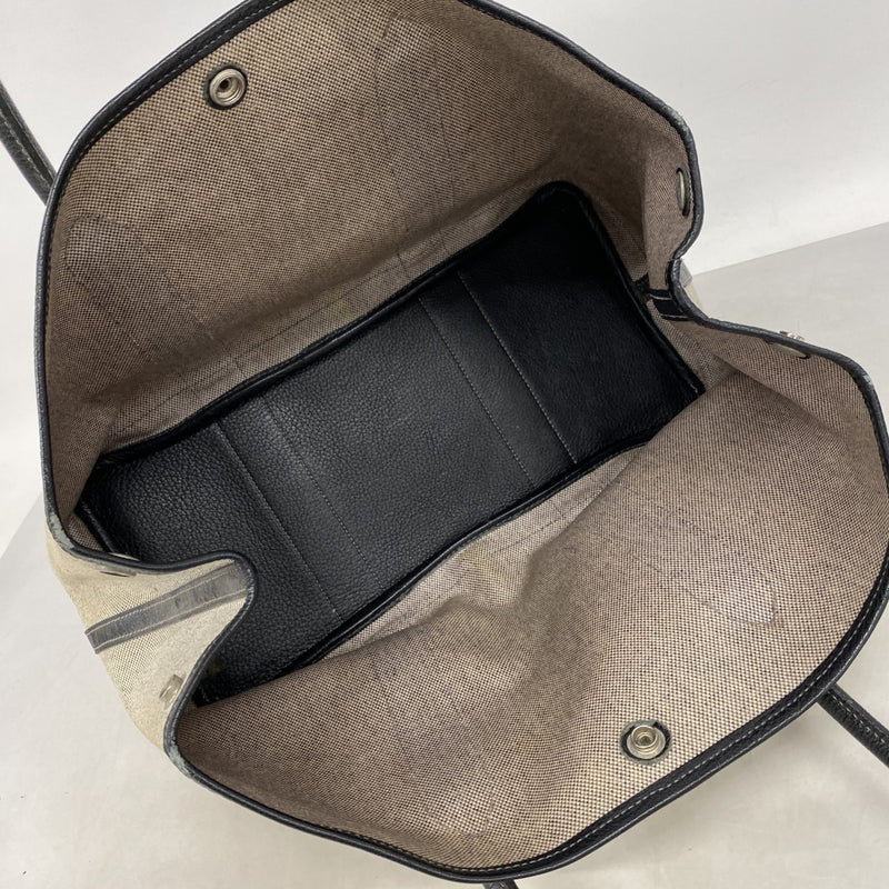 【6cb2532】エルメス トートバッグ ガーデンパーティPM トワルアッシュ ブラック シルバー金具 □H刻印【中古】レディース