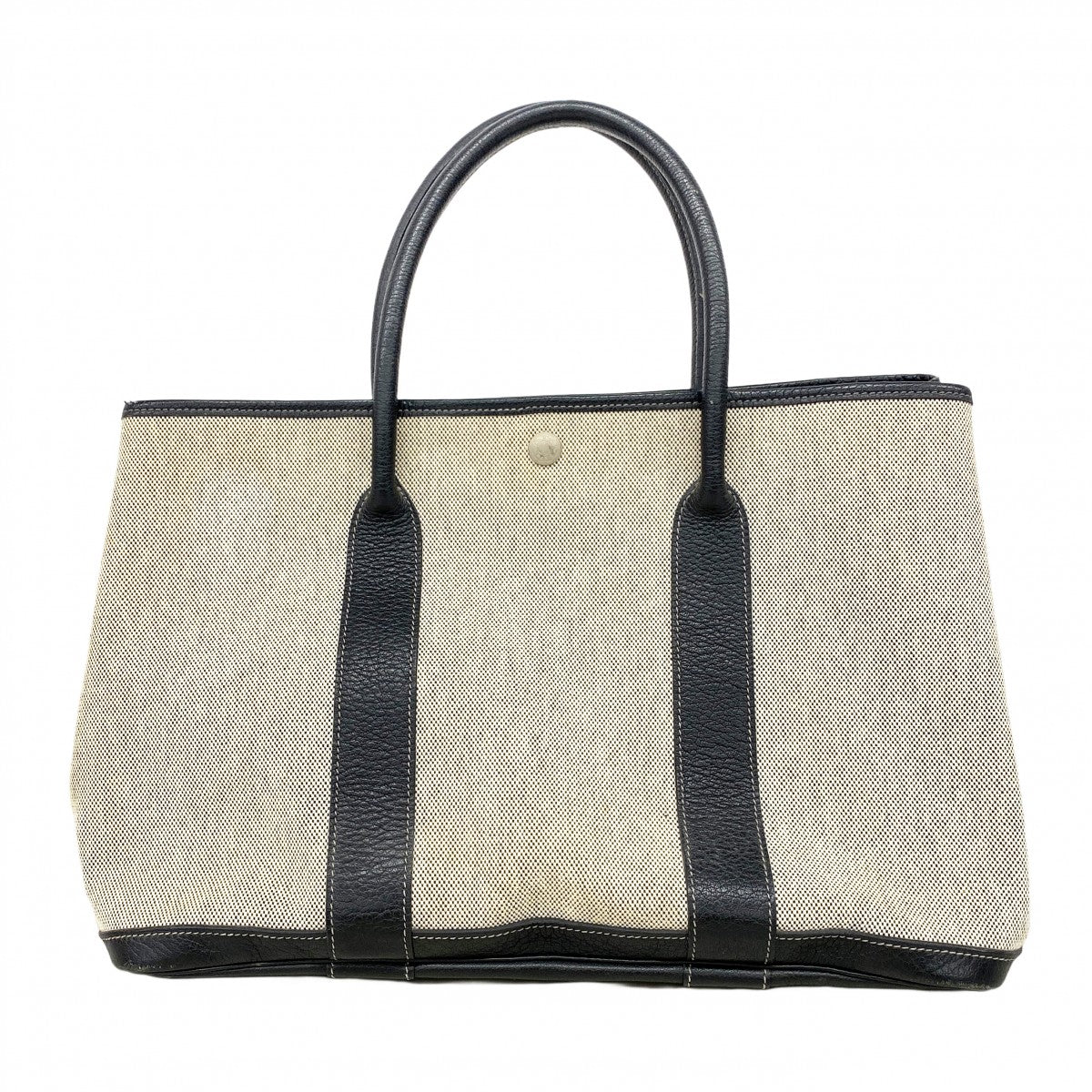 【6cb2532】エルメス トートバッグ ガーデンパーティPM トワルアッシュ ブラック シルバー金具 □H刻印【中古】レディース