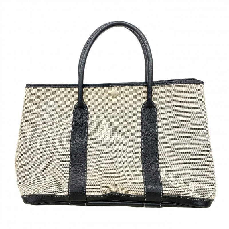 【6cb2532】エルメス トートバッグ ガーデンパーティPM トワルアッシュ ブラック シルバー金具 □H刻印【中古】レディース