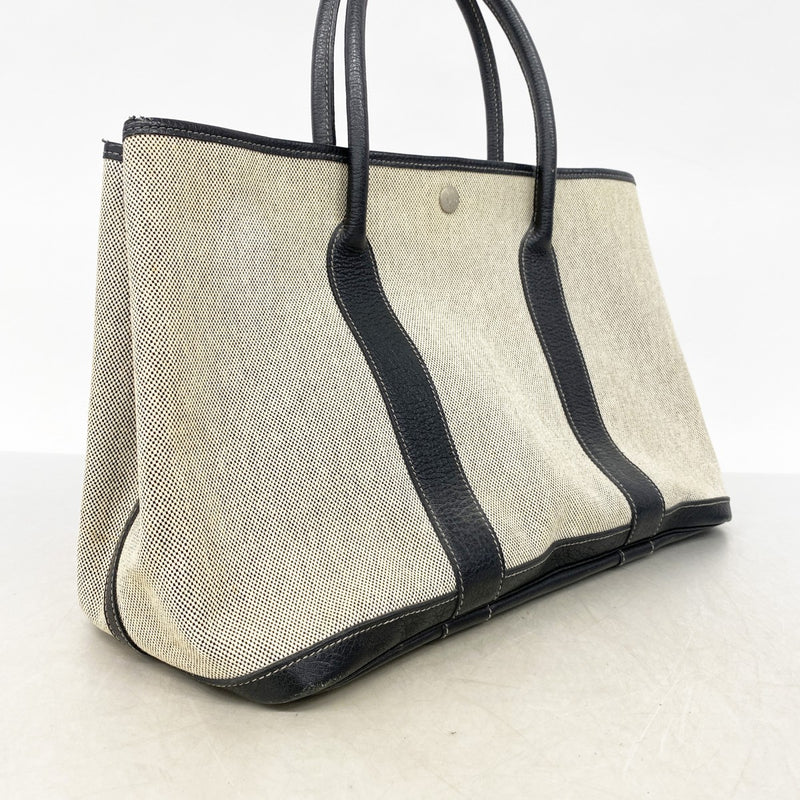 【6cb2532】エルメス トートバッグ ガーデンパーティPM トワルアッシュ ブラック シルバー金具 □H刻印【中古】レディース