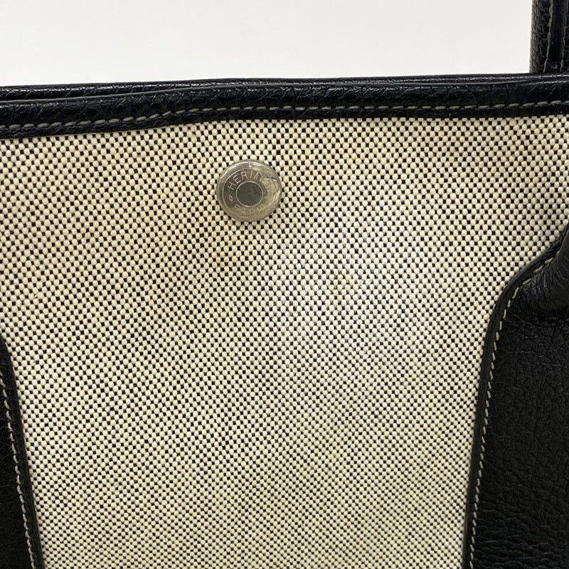 【6cb2532】エルメス トートバッグ ガーデンパーティPM トワルアッシュ ブラック シルバー金具 □H刻印【中古】レディース