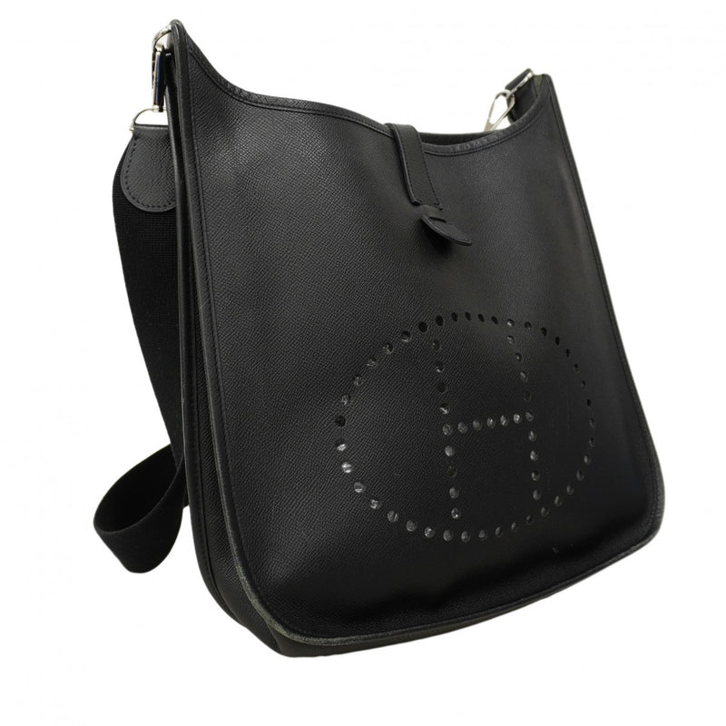 ★SALE【6cb2539】エルメス ショルダーバッグ エヴリン2GM ヴォーエプソン ブラック シルバー金具 □K刻印【中古】レディース