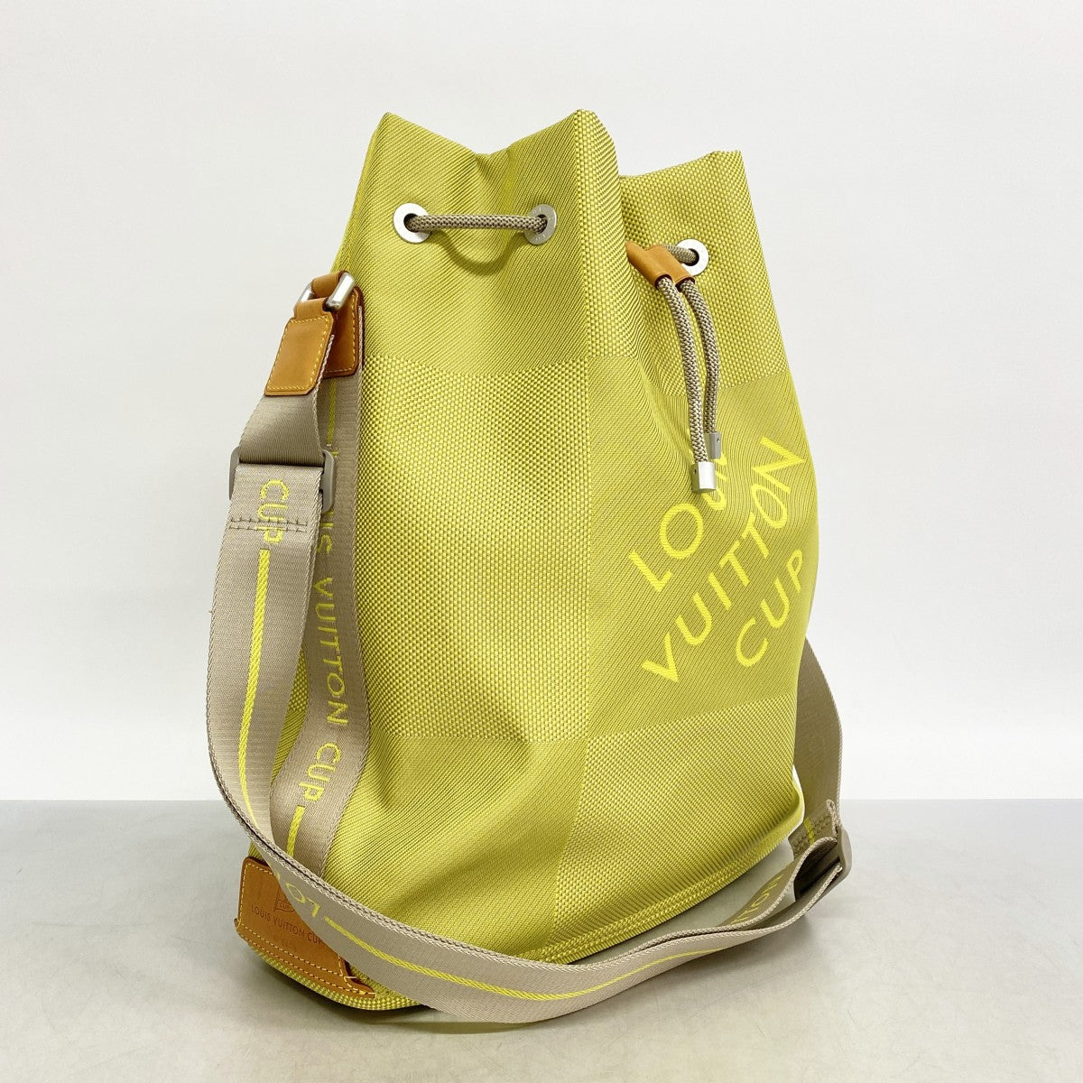 【6cb2702】ルイヴィトン ショルダーバッグ ダミエ・ジェアン LVカップ ボランティア M80635 ライムイエロー【中古】レディース
