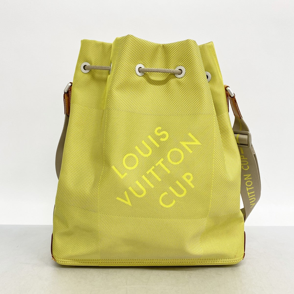 【6cb2702】ルイヴィトン ショルダーバッグ ダミエ・ジェアン LVカップ ボランティア M80635 ライムイエロー【中古】レディース