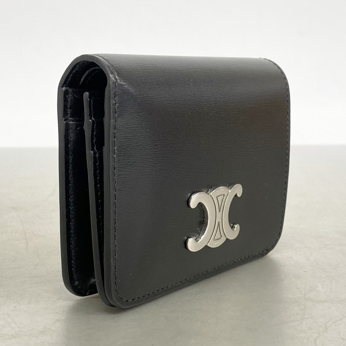 【6cb2709】セリーヌ 財布 トリオンフ レザー ブラック シルバー金具【中古】メンズ レディース ユニセックス