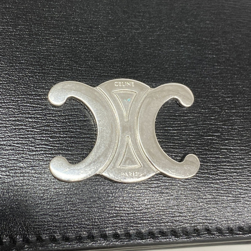 【6cb2709】セリーヌ 財布 トリオンフ レザー ブラック シルバー金具【中古】メンズ レディース ユニセックス