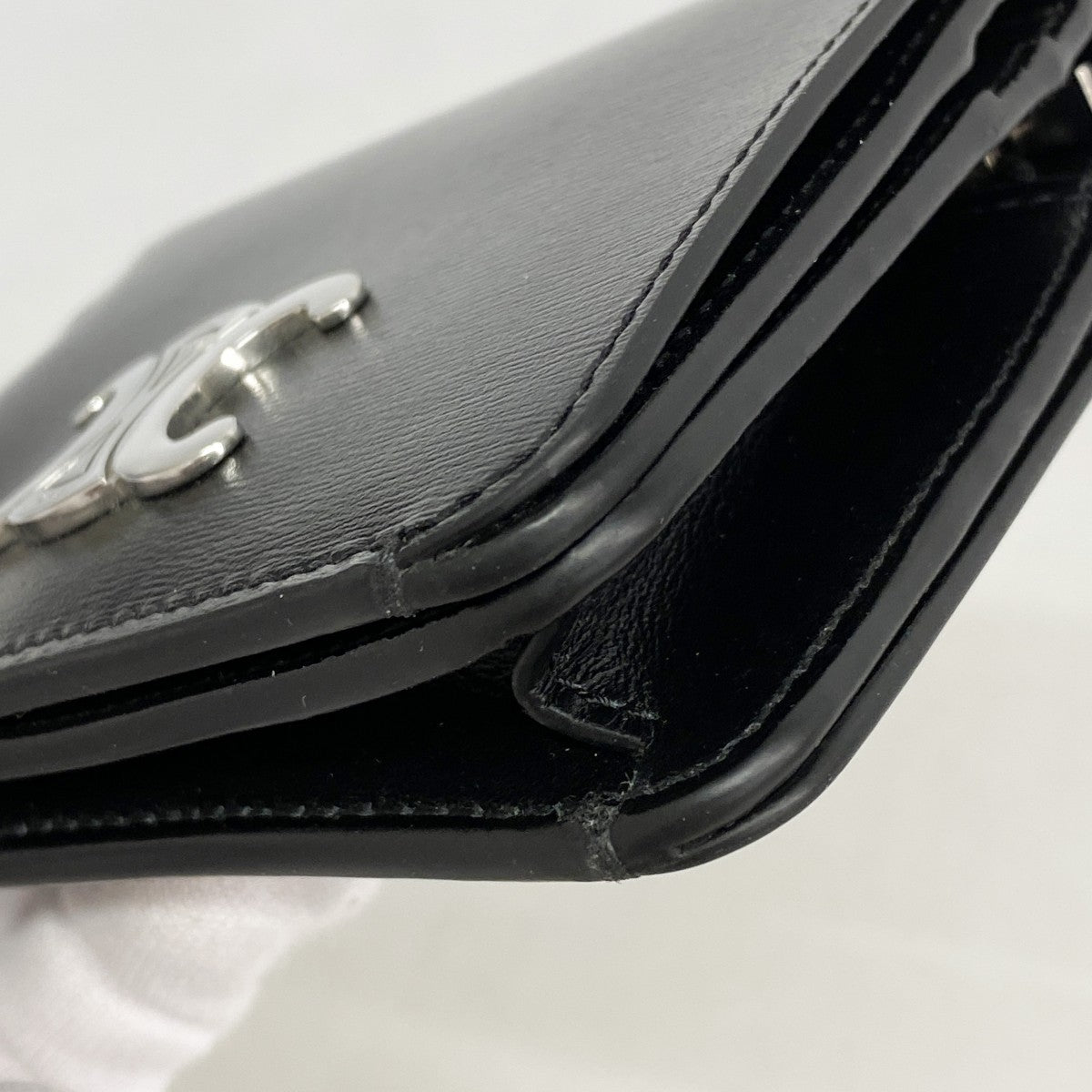 【6cb2709】セリーヌ 財布 トリオンフ レザー ブラック シルバー金具【中古】メンズ レディース ユニセックス