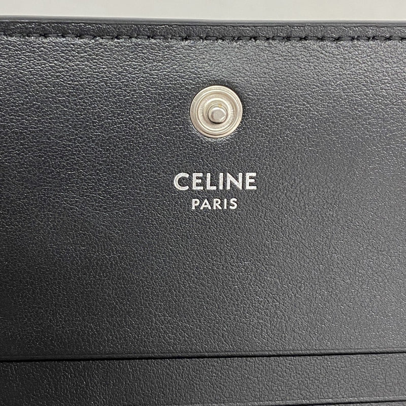 【6cb2709】セリーヌ 財布 トリオンフ レザー ブラック シルバー金具【中古】メンズ レディース ユニセックス