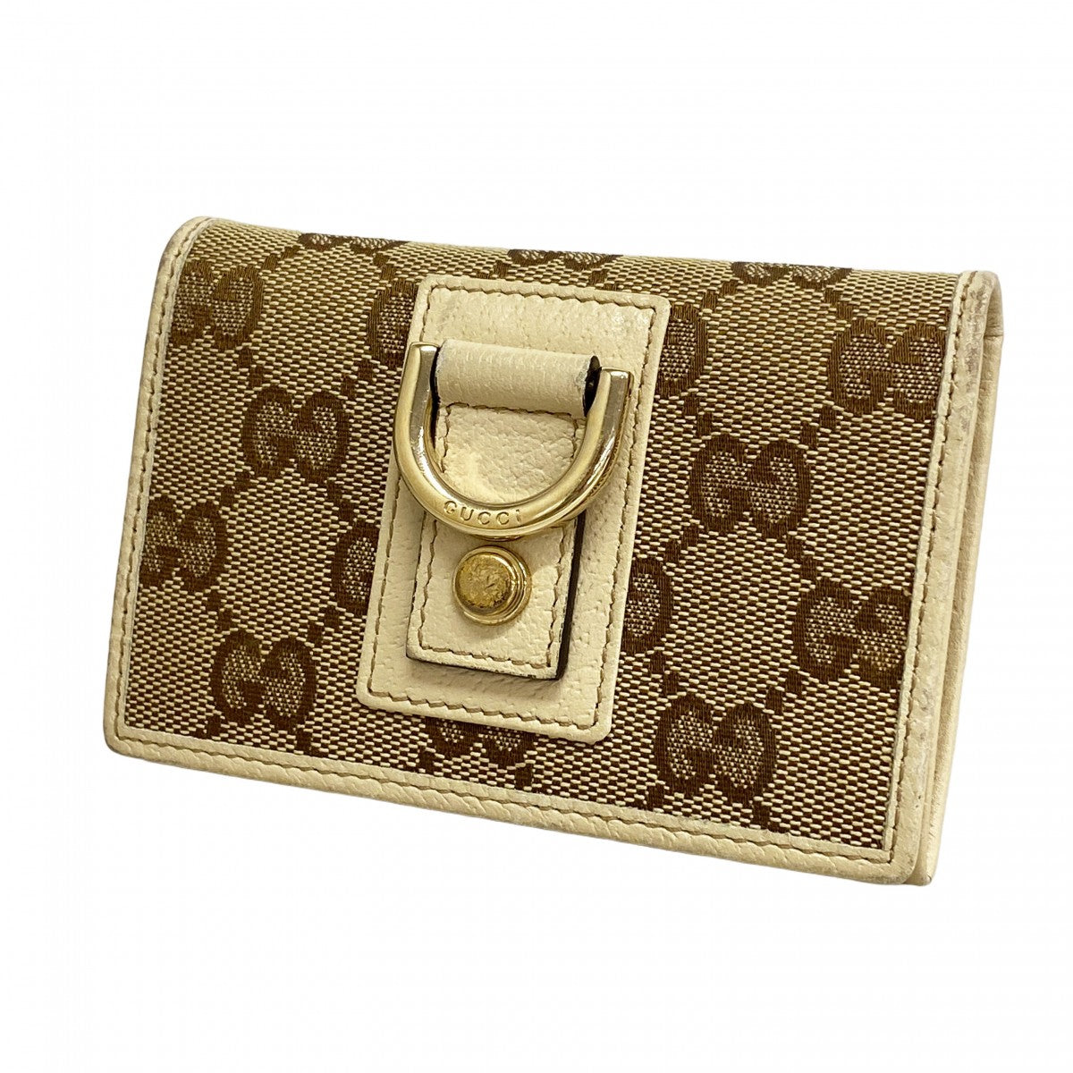 【6cb2710】グッチ カードケース GGキャンバス/アビー 141417 キャンバス ベージュ シャンパンゴールド金具【中古】レディース