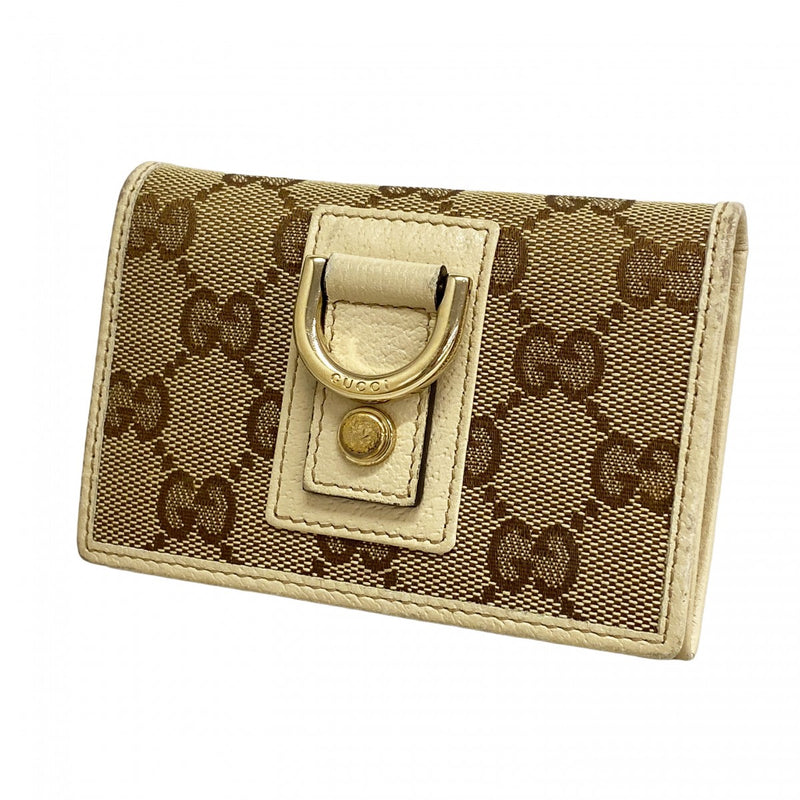 【6cb2710】グッチ カードケース GGキャンバス/アビー 141417 キャンバス ベージュ シャンパンゴールド金具【中古】レディース