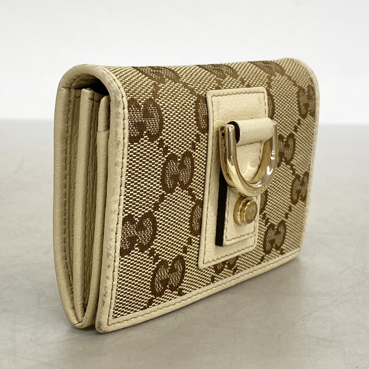 【6cb2710】グッチ カードケース GGキャンバス/アビー 141417 キャンバス ベージュ シャンパンゴールド金具【中古】レディース