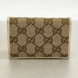 【6cb2710】グッチ カードケース GGキャンバス/アビー 141417 キャンバス ベージュ シャンパンゴールド金具【中古】レディース