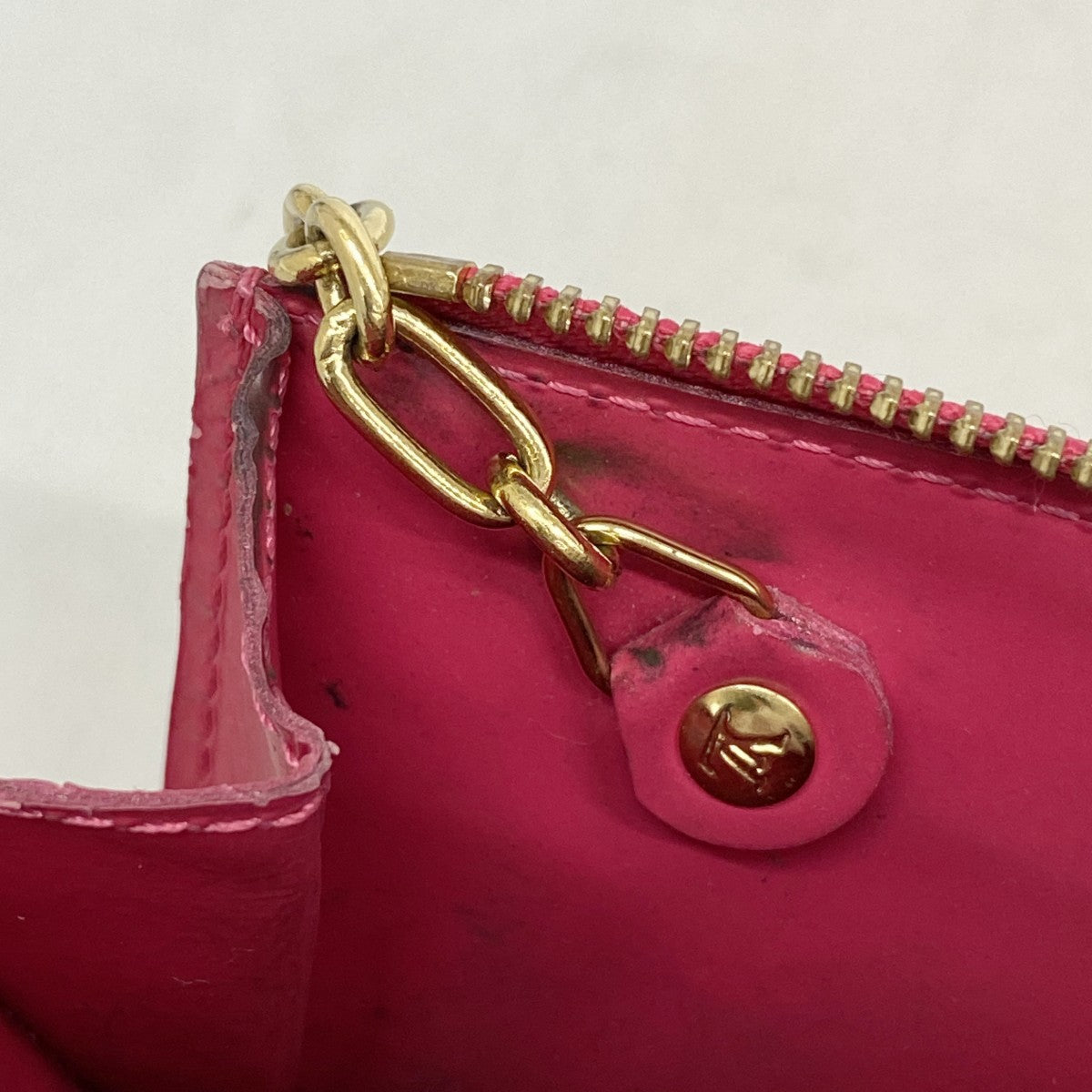 【6cb2773】ルイヴィトン コインケース ヴェルニ ポシェットクレNM M93637 ローズポップ【中古】レディース