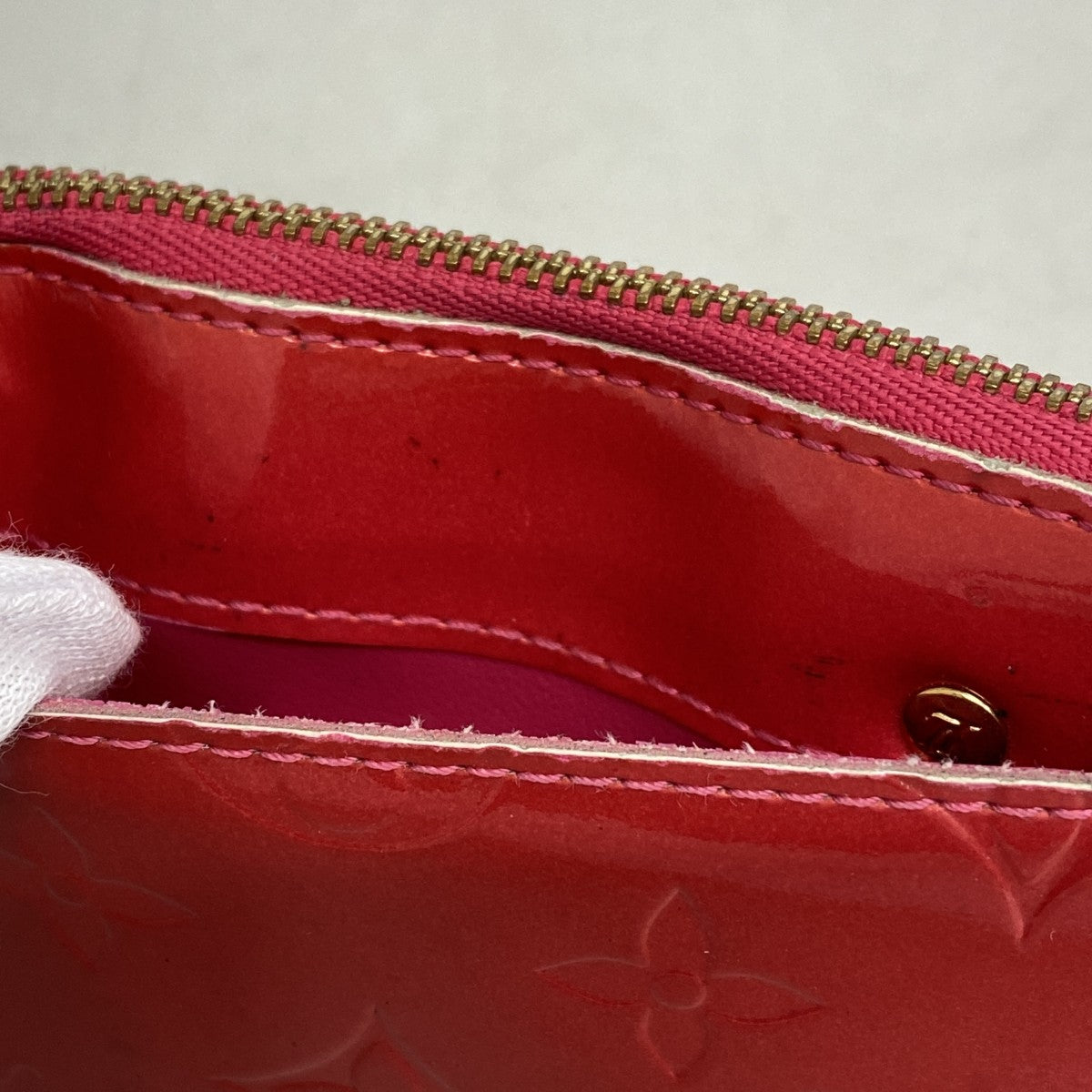 【6cb2773】ルイヴィトン コインケース ヴェルニ ポシェットクレNM M93637 ローズポップ【中古】レディース