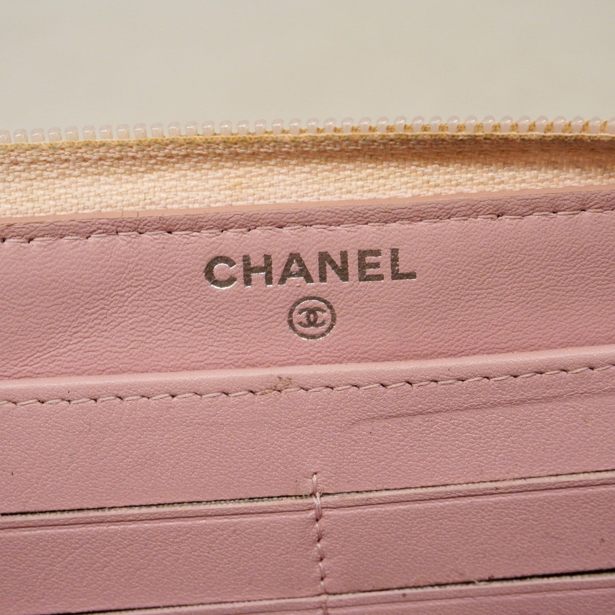 【6cb2774】シャネル 長財布 キャビアスキン ピンク シルバー金具【中古】レディース