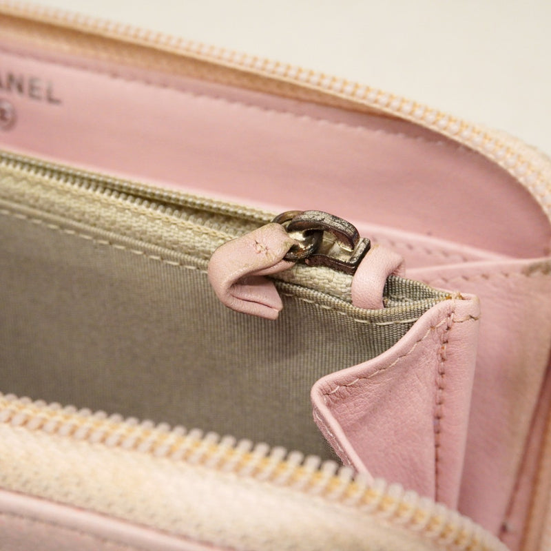 【6cb2774】シャネル 長財布 キャビアスキン ピンク シルバー金具【中古】レディース