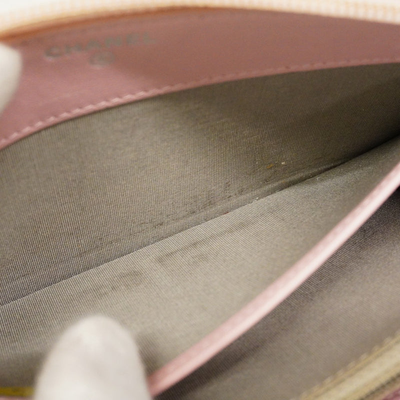 【6cb2774】シャネル 長財布 キャビアスキン ピンク シルバー金具【中古】レディース