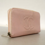 【6cb2774】シャネル 長財布 キャビアスキン ピンク シルバー金具【中古】レディース