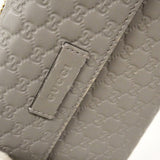 【6cb2775】グッチ 長財布 マイクログッチシマ 449364 レザー グレー シャンパンゴールド金具【中古】レディース