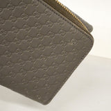 【6cb2775】グッチ 長財布 マイクログッチシマ 449364 レザー グレー シャンパンゴールド金具【中古】レディース