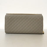 【6cb2775】グッチ 長財布 マイクログッチシマ 449364 レザー グレー シャンパンゴールド金具【中古】レディース