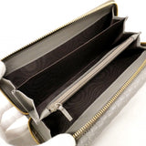 【6cb2775】グッチ 長財布 マイクログッチシマ 449364 レザー グレー シャンパンゴールド金具【中古】レディース