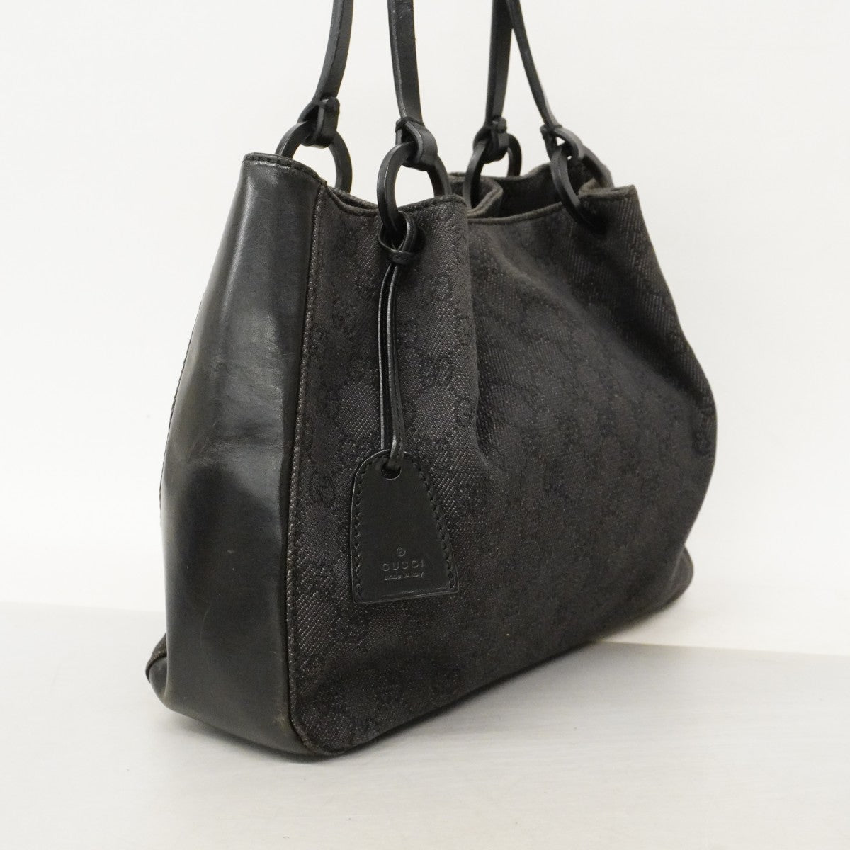 【6cb2776】グッチ ハンドバッグ 101919 デニム ブラック シルバー金具【中古】レディース