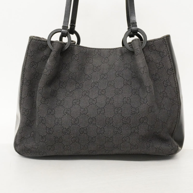 【6cb2776】グッチ ハンドバッグ 101919 デニム ブラック シルバー金具【中古】レディース
