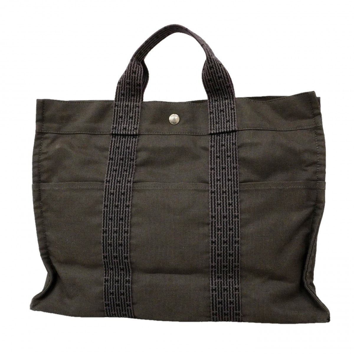 【6cb2777】エルメス トートバッグ エールラインMM キャンバス グレー シルバー金具【中古】メンズ レディース ユニセックス