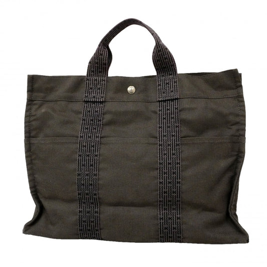 【6cb2777】エルメス トートバッグ エールラインMM キャンバス グレー シルバー金具【中古】メンズ レディース ユニセックス