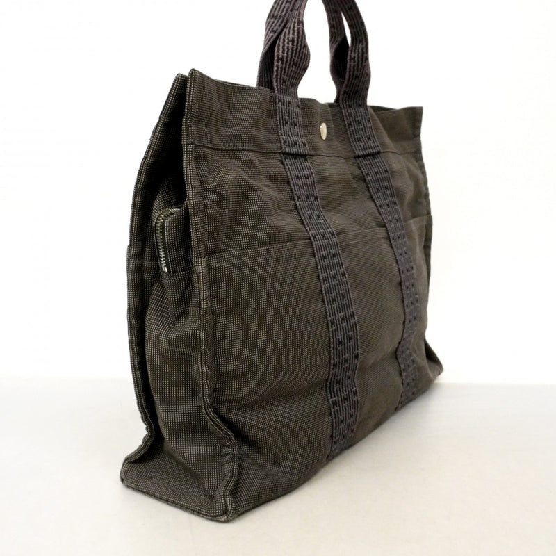 【6cb2777】エルメス トートバッグ エールラインMM キャンバス グレー シルバー金具【中古】メンズ レディース ユニセックス