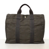 【6cb2777】エルメス トートバッグ エールラインMM キャンバス グレー シルバー金具【中古】メンズ レディース ユニセックス