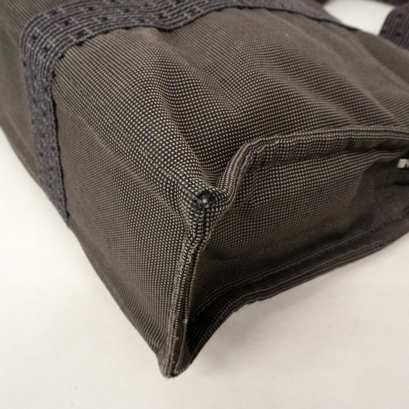 【6cb2777】エルメス トートバッグ エールラインMM キャンバス グレー シルバー金具【中古】メンズ レディース ユニセックス