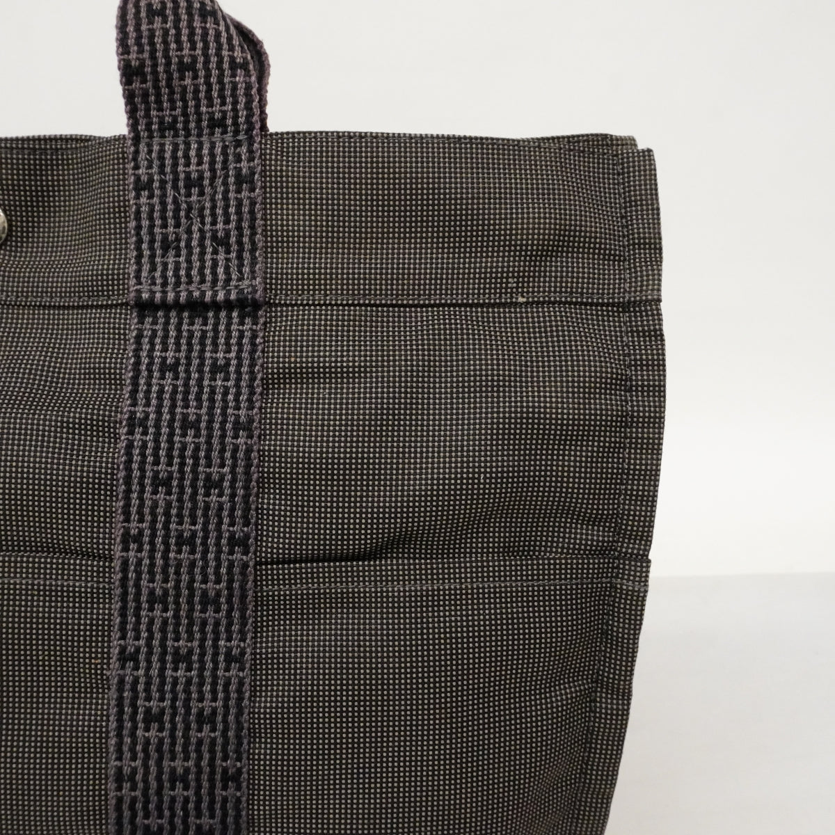 【6cb2777】エルメス トートバッグ エールラインMM キャンバス グレー シルバー金具【中古】メンズ レディース ユニセックス