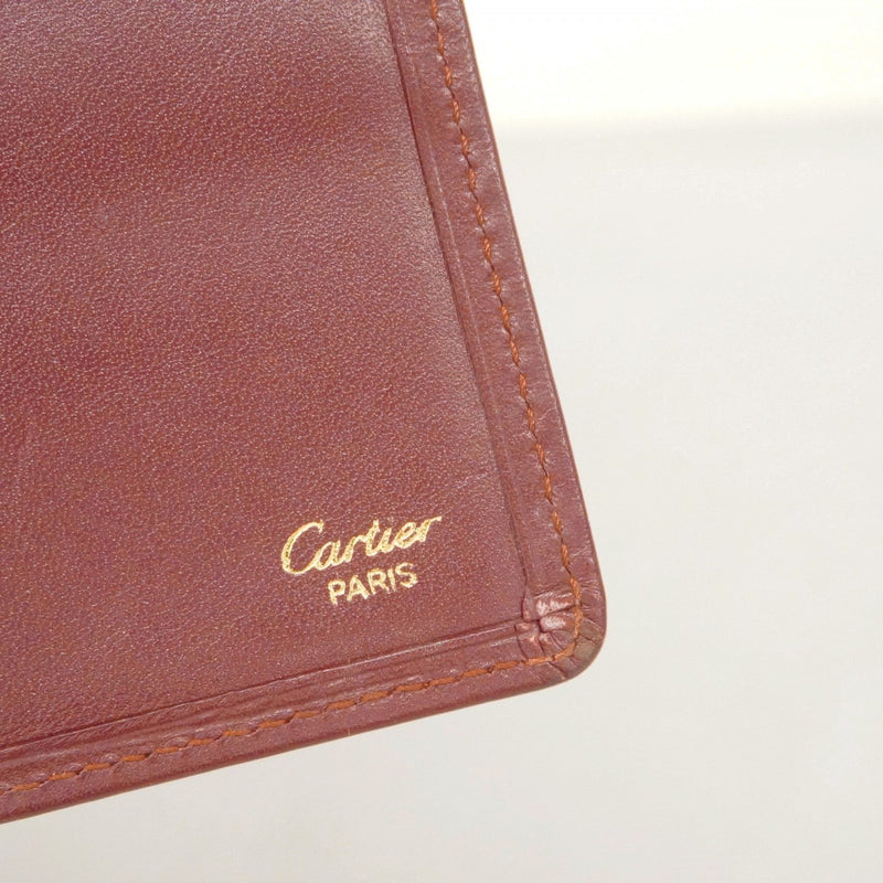 ★SALE【6cc2892】カルティエ 長札入れ マスト レザー ボルドー ゴールド金具【中古】メンズ レディース ユニセックス