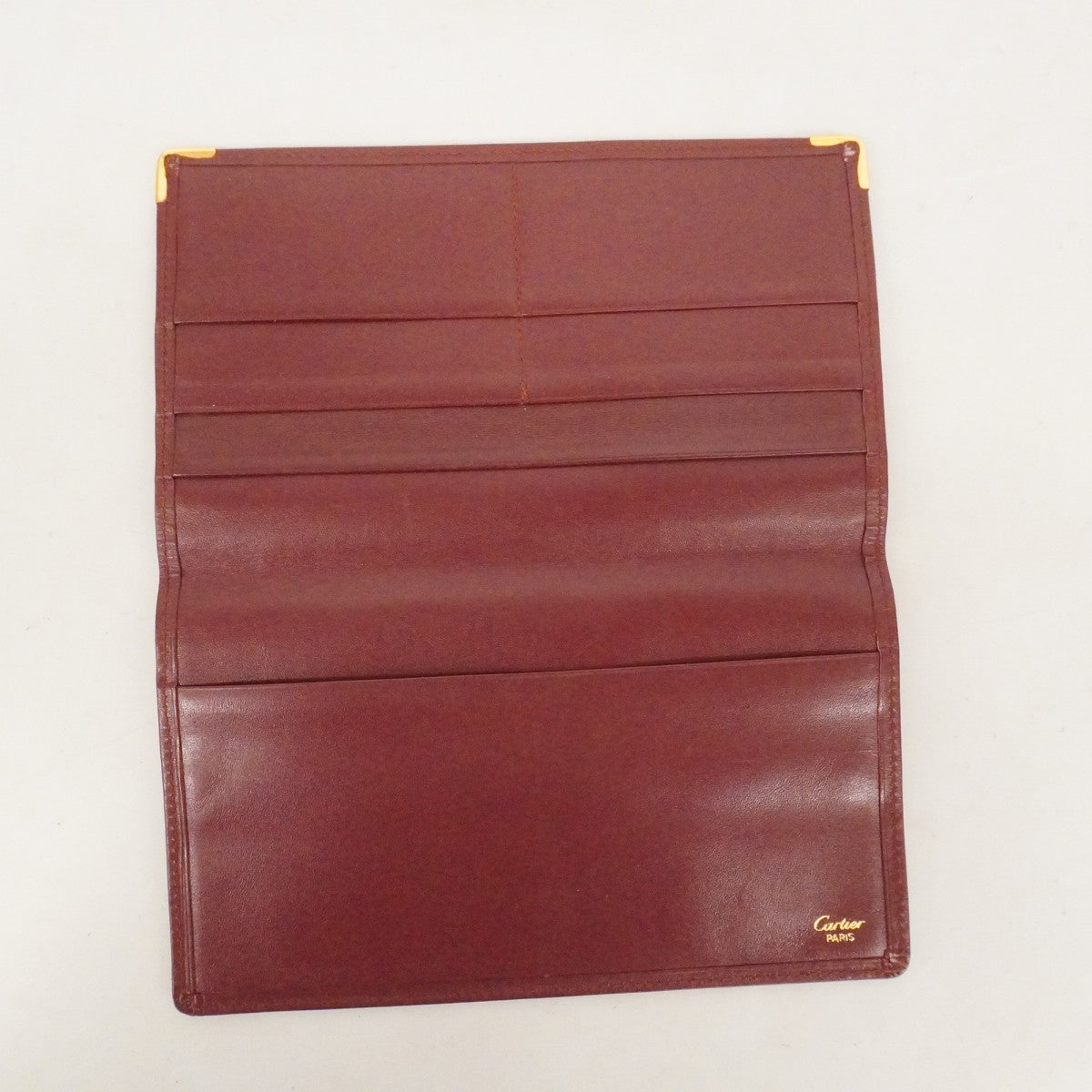 ★SALE【6cc2892】カルティエ 長札入れ マスト レザー ボルドー ゴールド金具【中古】メンズ レディース ユニセックス