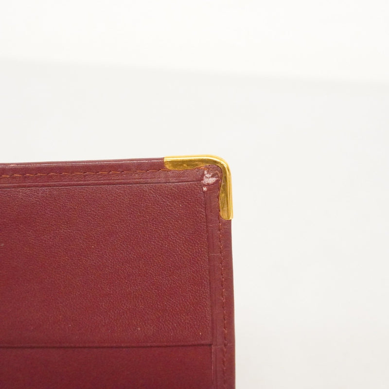 ★SALE【6cc2892】カルティエ 長札入れ マスト レザー ボルドー ゴールド金具【中古】メンズ レディース ユニセックス